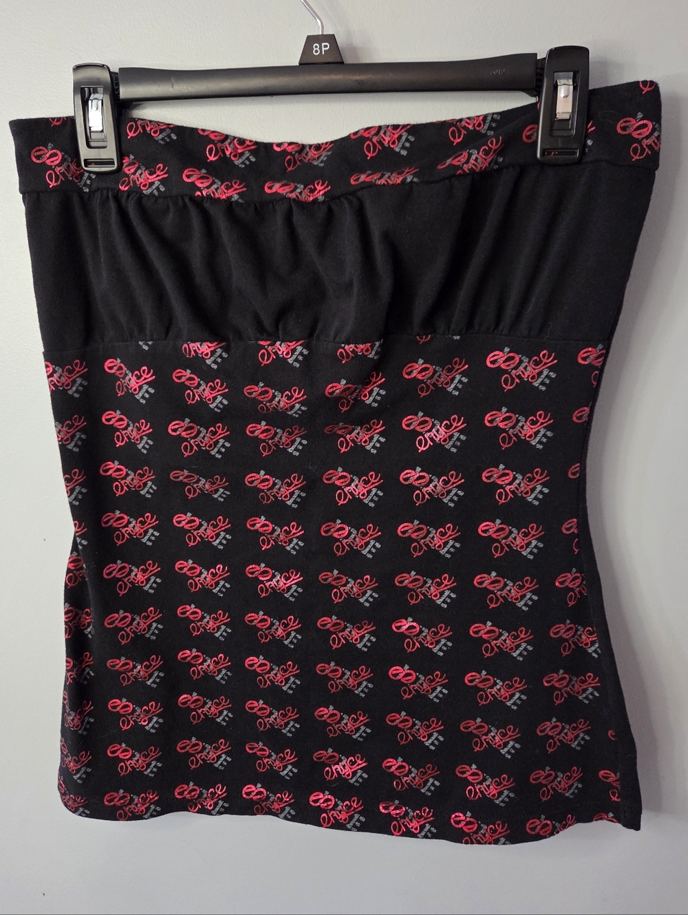 Vintage Enyce Jeans Black/Red Logo Strapless Top Y2K Streetwear Hip Hop Sz Large